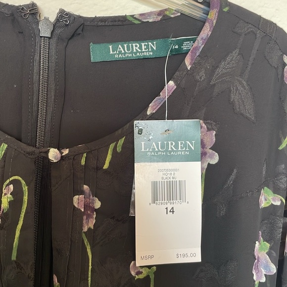 Lauren Ralph Lauren 3/4 Sleeve Jewel Neck, Midi A-Line Evening Dress - Picture 6 of 10